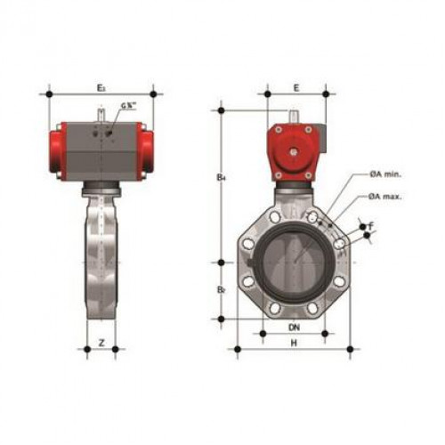 Затвор дисковый ПВХ с пневмоприводом промышленный 160 (DN150) FKM FIP FKOVNO160F