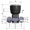 Мембранный клапан ПВХ с пневмоприводом НЗ PN6 резьбовые окончания EPDM 1/2 FIP DKBUFVNC012E