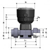 Мембранный клапан ПВХ с пневмоприводом НЗ PN6 разборные муфтовые окончания EPDM 32 мм FIP DKBUIVNC032E