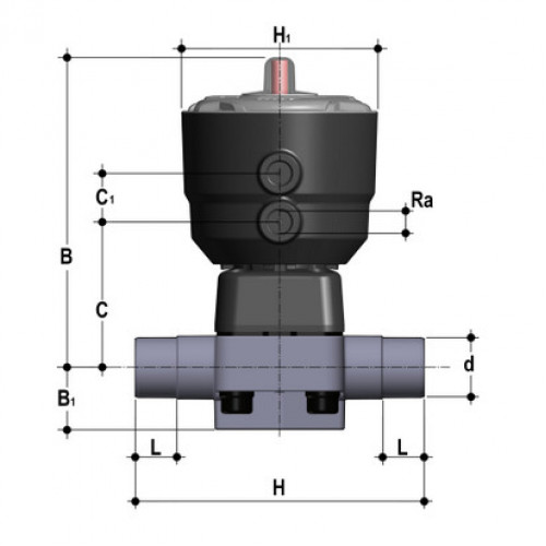 Мембранный клапан ПВХ с втулочными окончаниями FKM 75 мм FIP DKDV075P