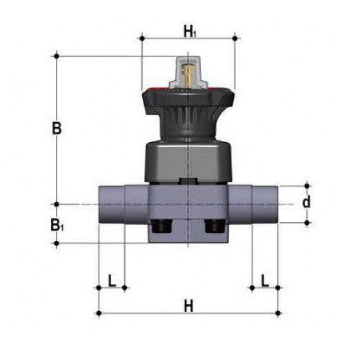 Мембранный клапан ПВХ с втулочными окончаниями FKM 25 мм FIP DKLDV025P