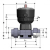 Мембранный клапан ПВХ с пневмоприводом PN10 FKM 3/4 FIP DKUFVNO034P