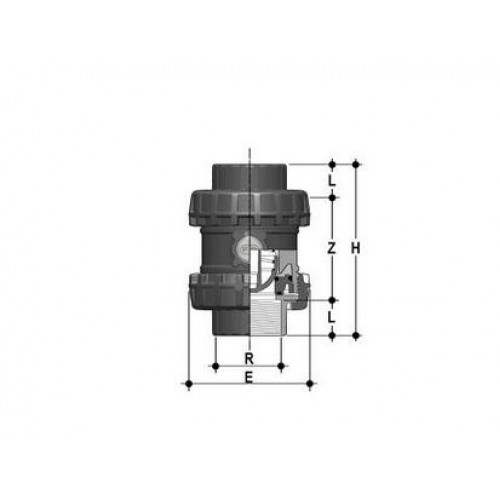 Обратный клапан ПВХ пружинный с резьбовыми окончаниями EPDM 3 FIP SSEFV300E