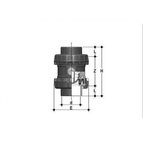 Обратный клапан ПВХ пружинный с муфтовыми окончаниями EPDM 75 мм FIP SSEIV075EH