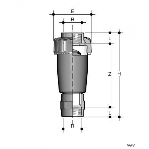 Клапан воздухоотводный ПВХ с резьбовыми окончаниями EPDM 3/4 FIP VAFV034E
