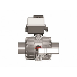 Кран шаровый ПВХ с электроприводом втулочный промышленный 24V AC/DC FKM 110 мм FIP