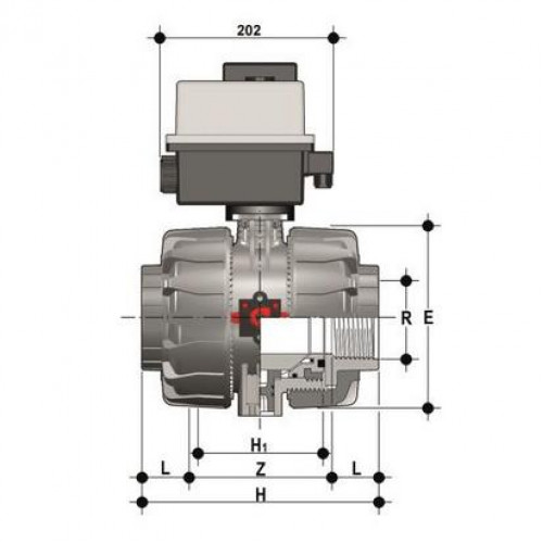 Кран шаровый ПВХ с электроприводом резьбовой промышленный 24V AC/DC EPDM FIP 1 VKDFVEL100E