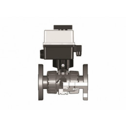 Кран шаровый ПВХ с электроприводом фланцевый промышленный 90-240V AC EPDM 25 мм FIP