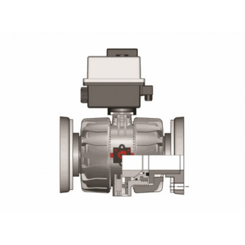 Кран шаровый ПВХ с электроприводом фланцевый промышленный 24V AC/DC FKM 110 мм FIP VKDOVEL110F