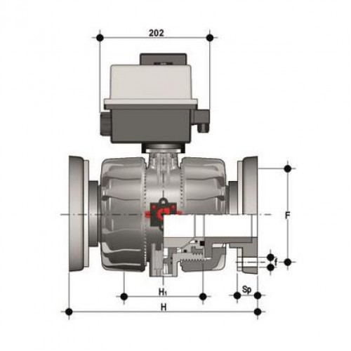 Кран шаровый ПВХ с электроприводом фланцевый промышленный 24V AC/DC FKM 110 мм FIP VKDOVEL110F