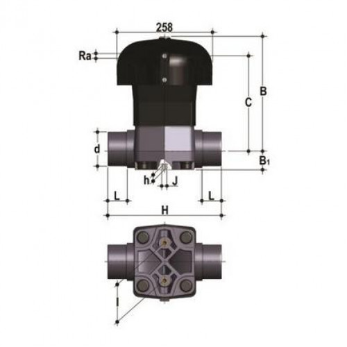 Мембранный клапан ПВХ с пневмоприводом EPDM 90 мм FIP VMDVNO090E