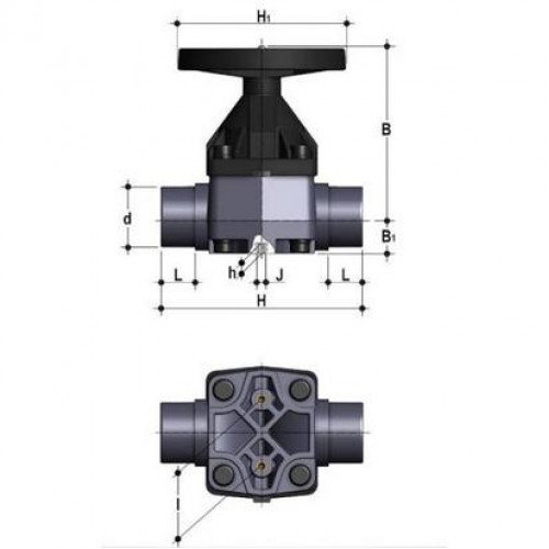 Мембранный клапан ПВХ с втулочными окончаниями FKM 110 мм FIP VMDV110F