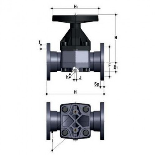 Мембранный клапан ПВХ с фланцевыми окончаниями FKM 110 мм FIP VMOV110F