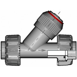 Обратный клапан ПВХ угловой с резьбовыми окончаниями EPDM 2 FIP