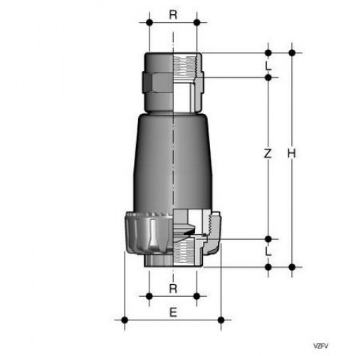 Клапан донный ПВХ с резьбовыми окончаниями EPDM 1/2 FIP VZFV012E