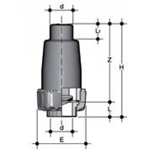 Клапан донный ПВХ с муфтовыми окончаниями EPDM 20 мм FIP VZIV020E
